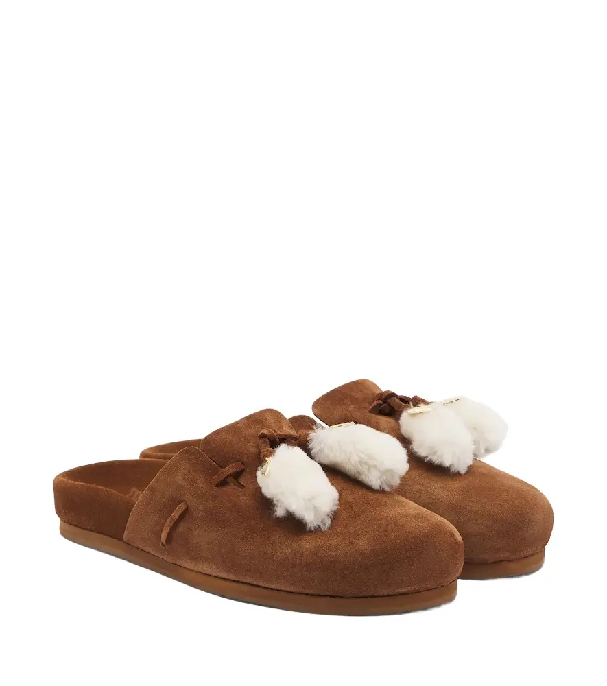 Ancient Greek Sandals Lasi shearling-trimmed suede mules