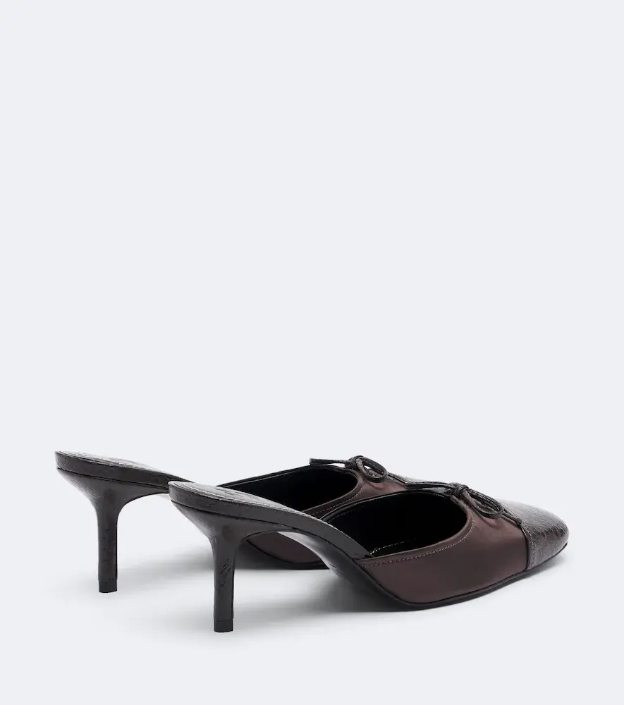 Staud Faye leather-trimmed satin mules | Thumbnail 3