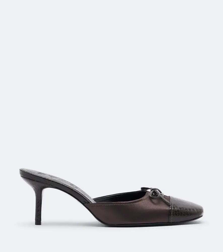 Staud Faye leather-trimmed satin mules | Thumbnail 4