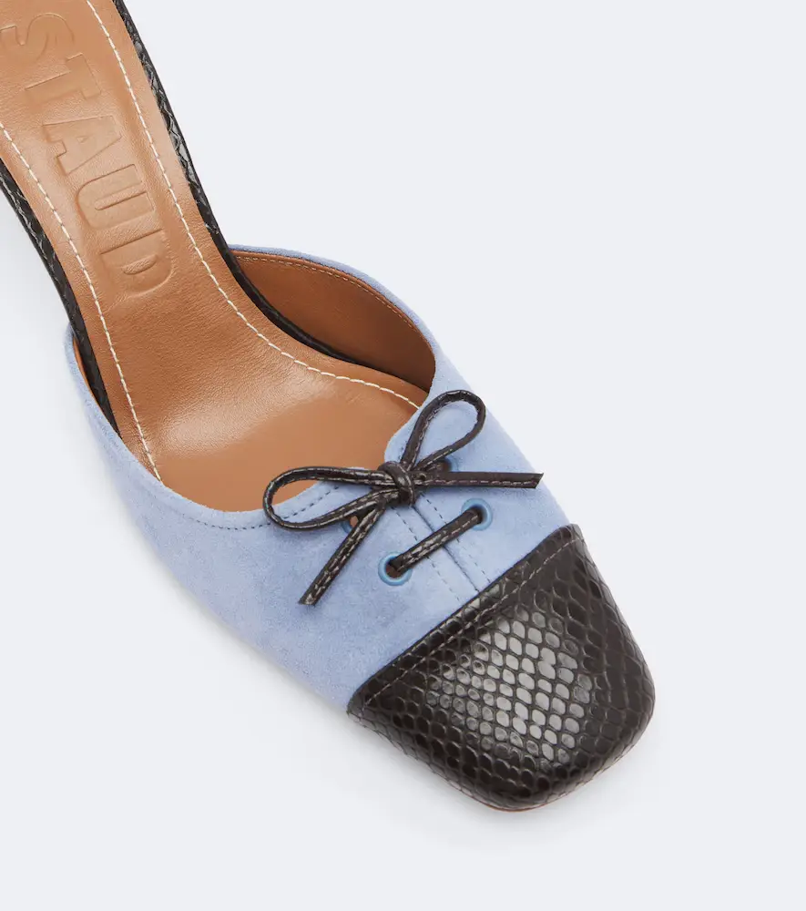 Staud Faye leather-trimmed suede mules | Thumbnail 2