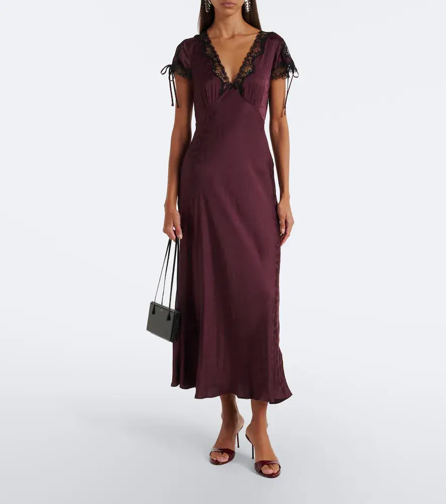 Rixo Fern satin jacquard midi dress | Thumbnail 3 Rixo Fern satin jacquard midi dress | Thumbnail 3