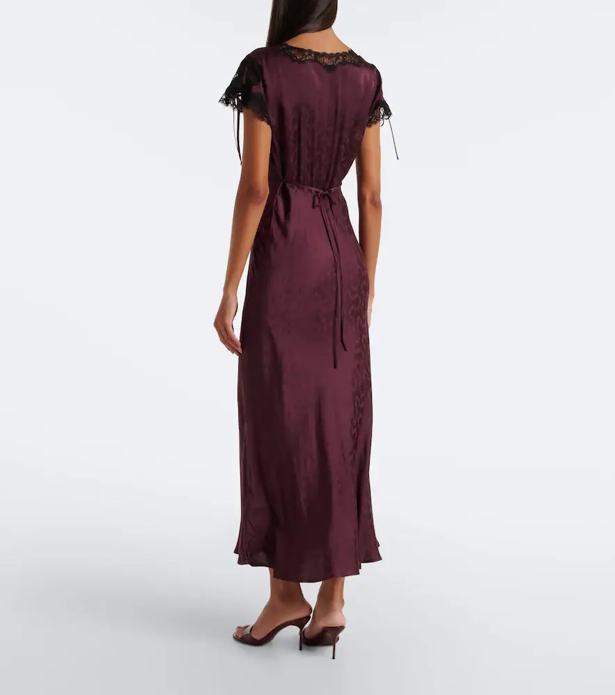 Rixo Fern satin jacquard midi dress | Thumbnail 6 Rixo Fern satin jacquard midi dress | Thumbnail 6