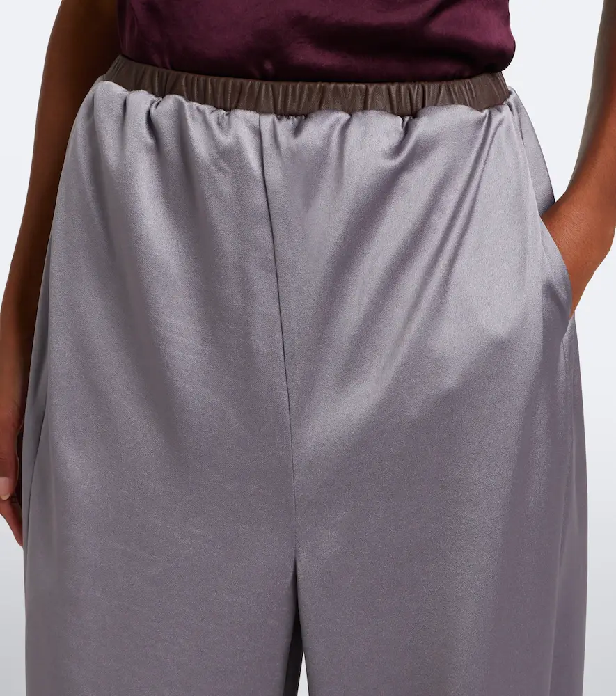 Jacques Wei Leather-trimmed satin wide-leg pants | Thumbnail 6