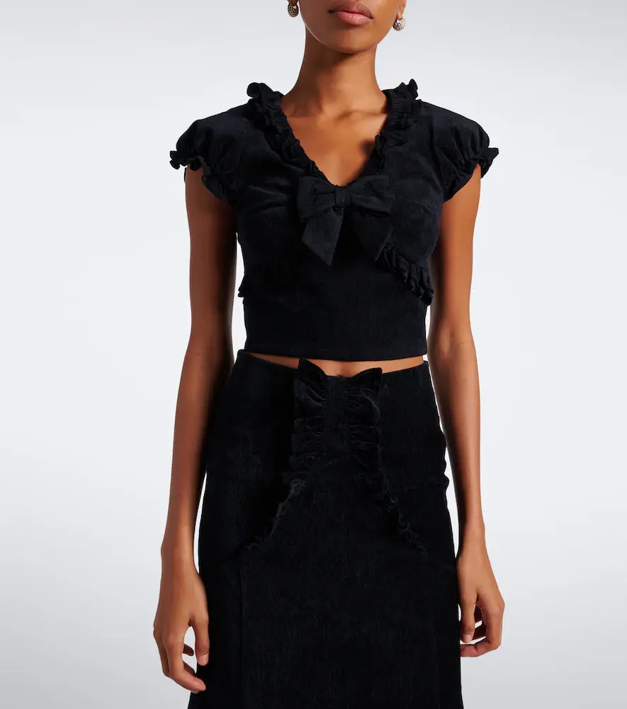 SHUSHU/TONG Embellished ruffled cotton-blend top | Thumbnail 3 SHUSHU/TONG Embellished ruffled cotton-blend top | Thumbnail 3
