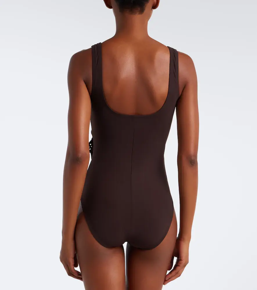 Karla Colletto Rosetta floral-appliqué gathered swimsuit | Thumbnail 3