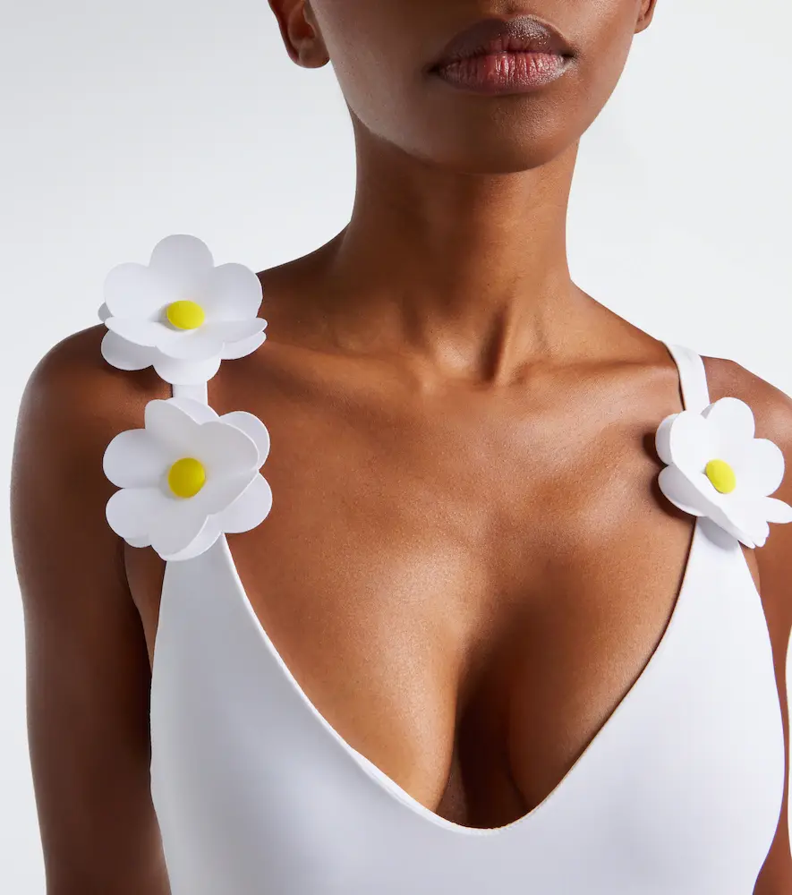 Karla Colletto Juliet belted floral-appliqué swimsuit | Thumbnail 3