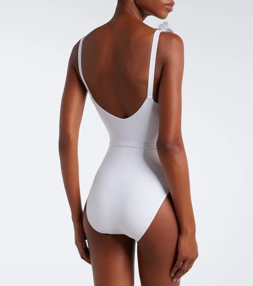 Karla Colletto Juliet belted floral-appliqué swimsuit | Thumbnail 4