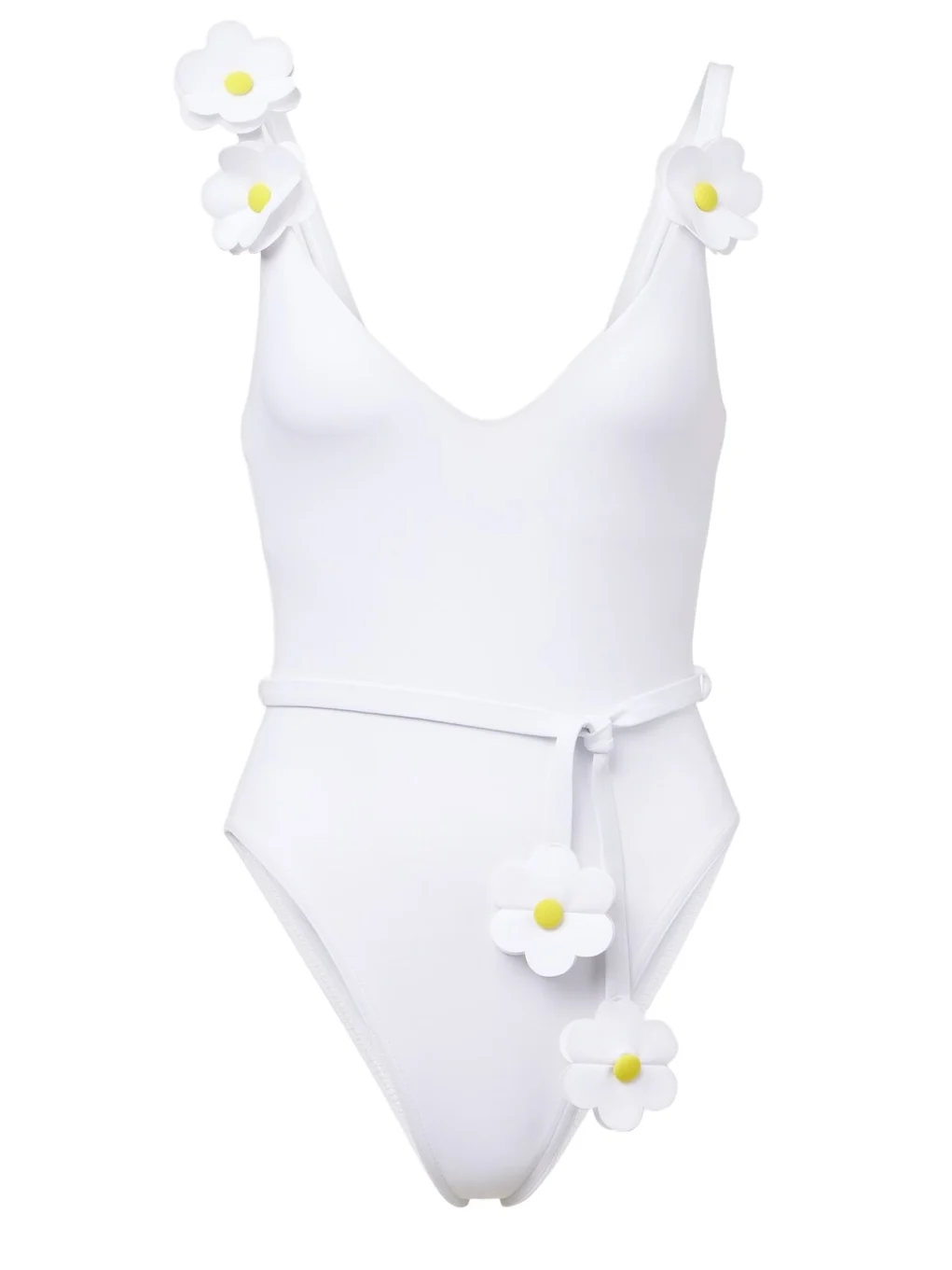 Juliet belted floral-appliqué swimsuit