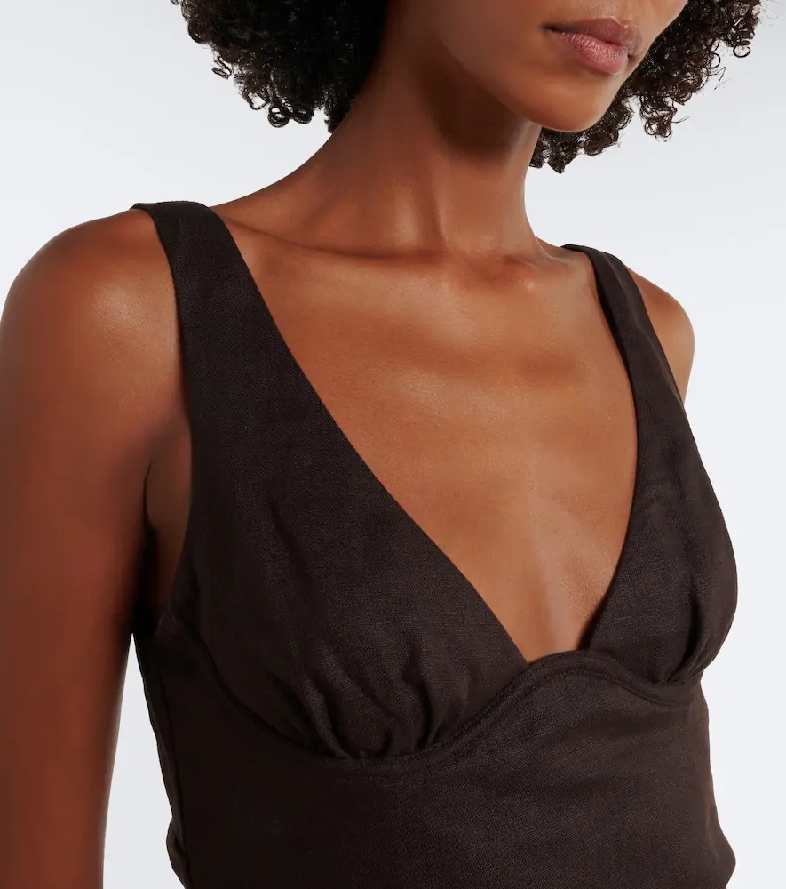 SIR. Draped linen midi dress | Thumbnail 2 SIR. Draped linen midi dress | Thumbnail 2