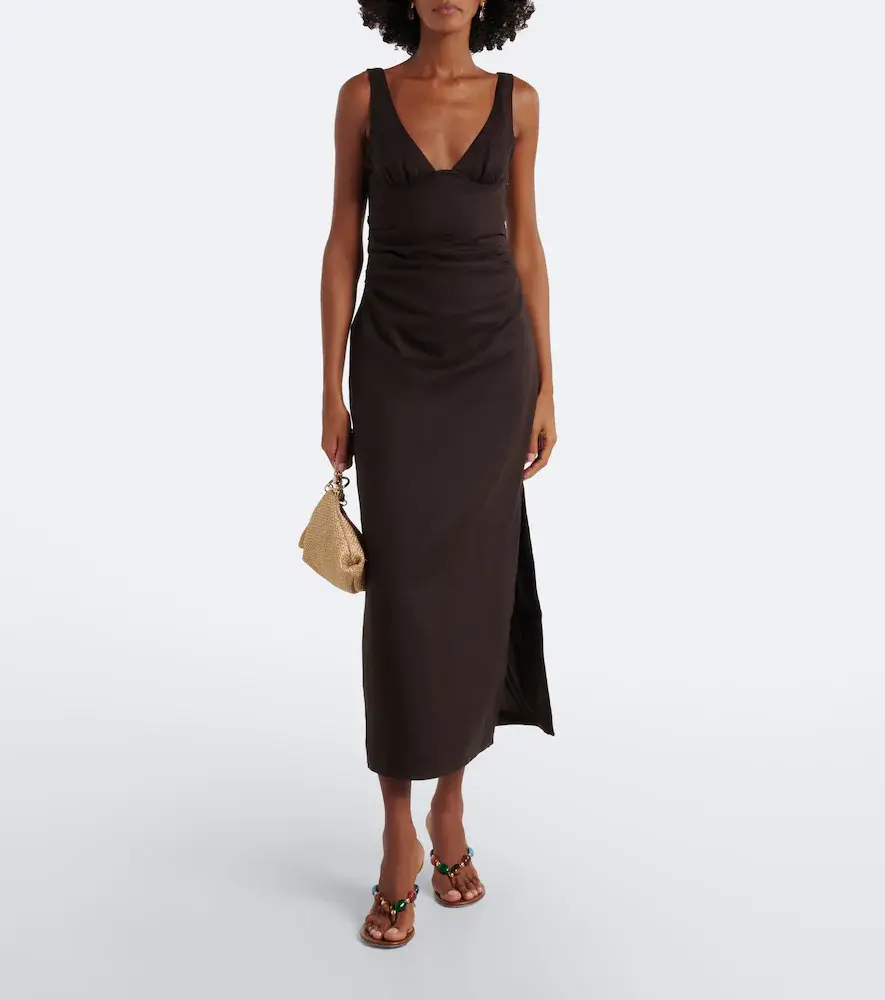 SIR. Draped linen midi dress | Thumbnail 3 SIR. Draped linen midi dress | Thumbnail 3