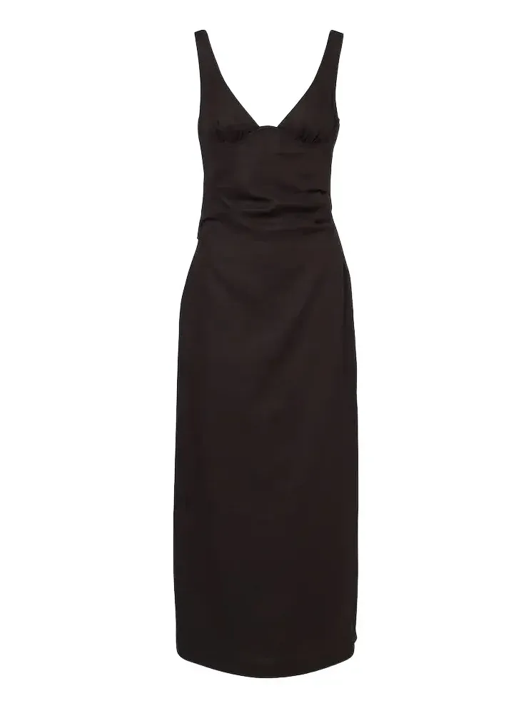 Draped linen midi dress Draped linen midi dress