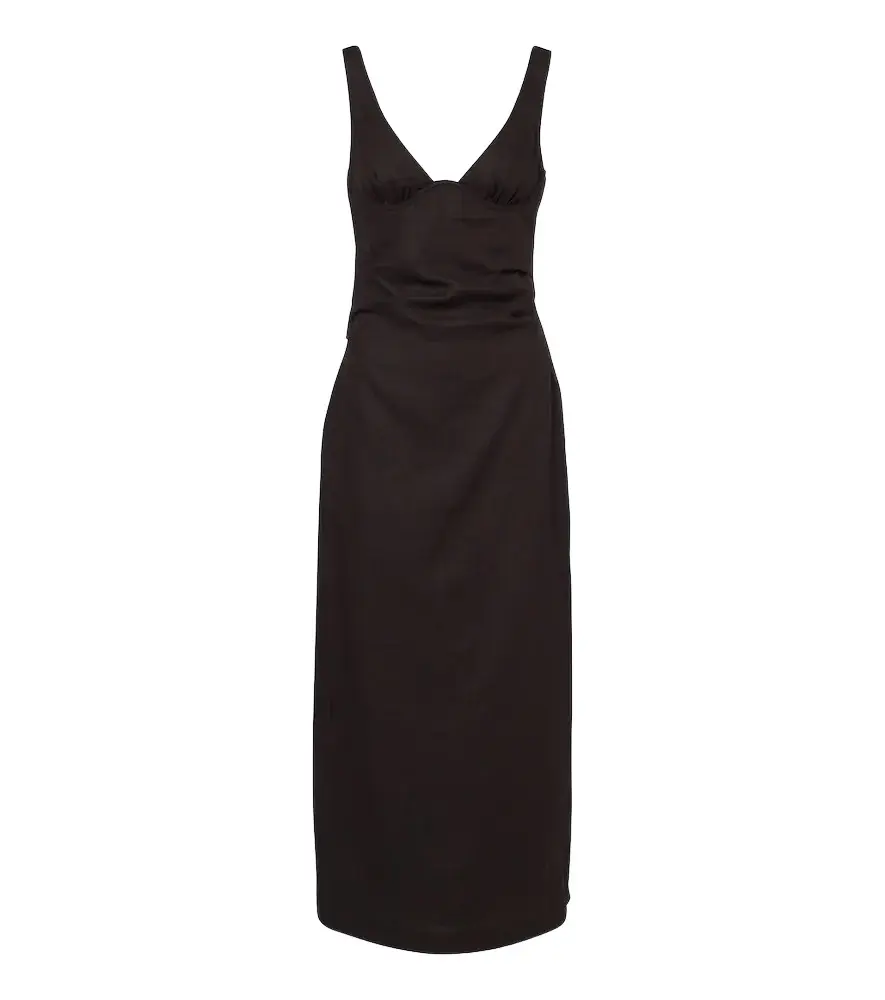 Draped linen midi dress Draped linen midi dress