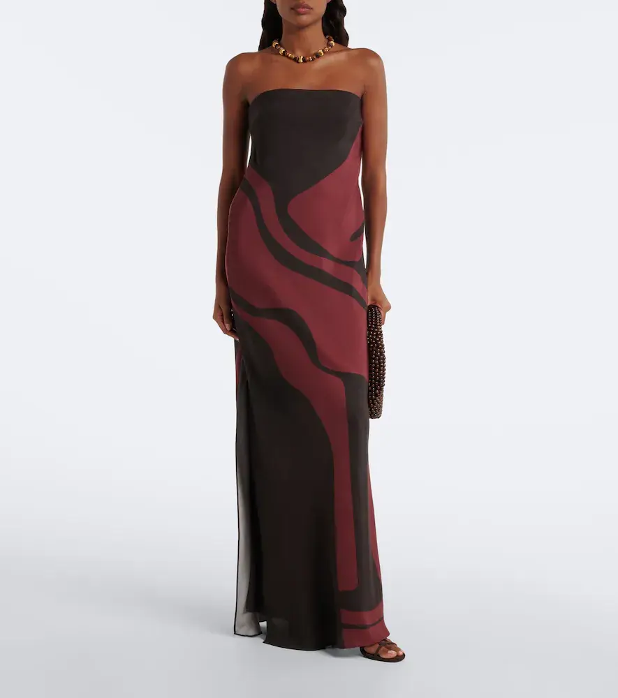 SIR. Printed silk satin maxi dress | Thumbnail 4 SIR. Printed silk satin maxi dress | Thumbnail 4