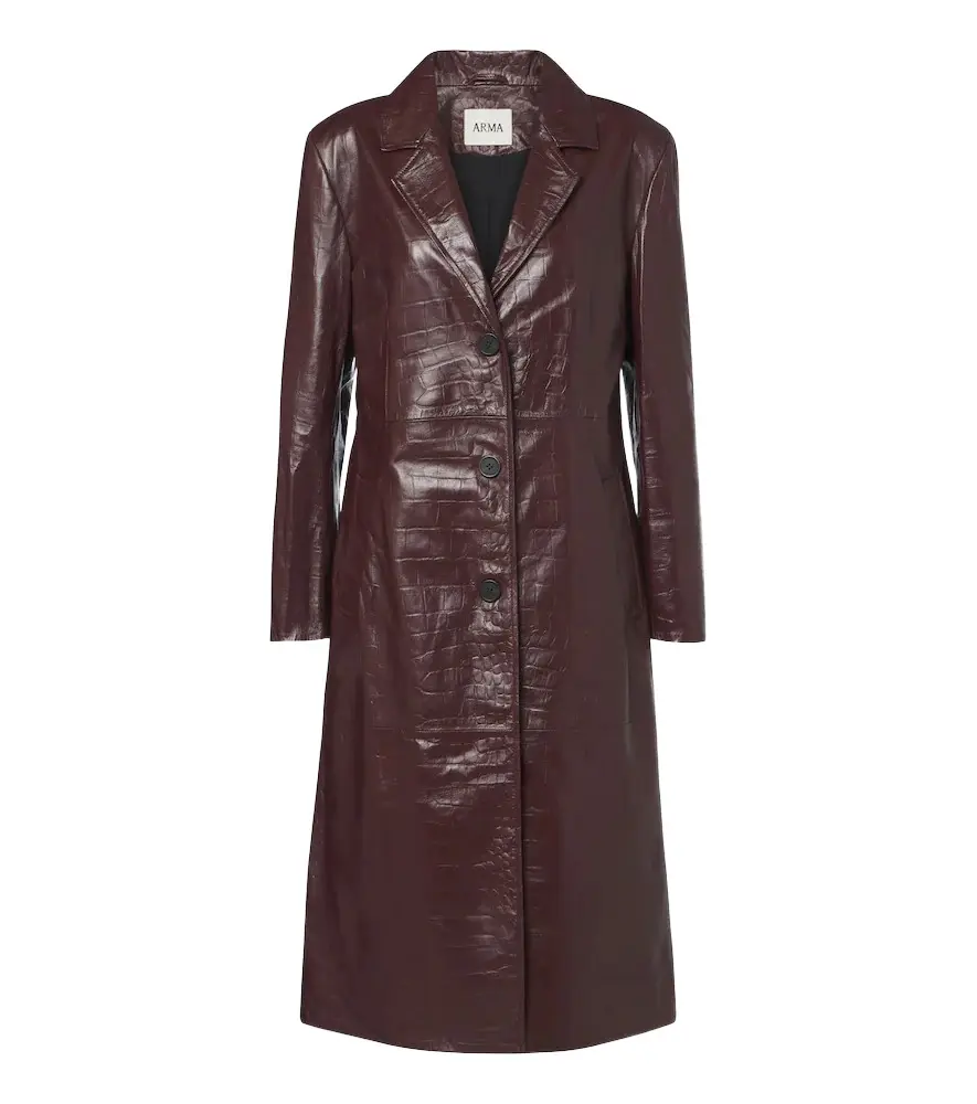 Aisa croc-effect leather coat