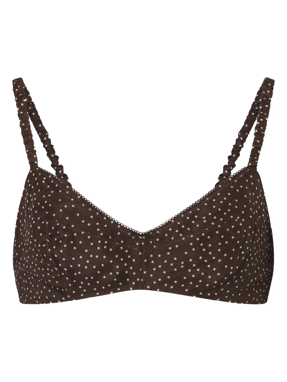 Polka-dot silk organza bra top