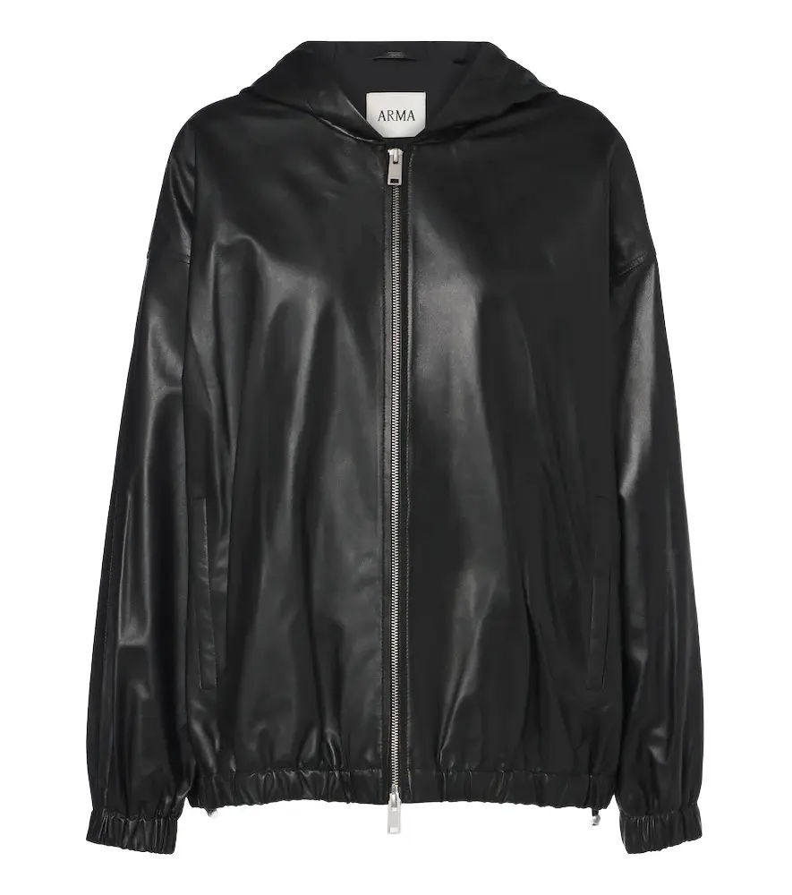 Guisy hooded leather jacket