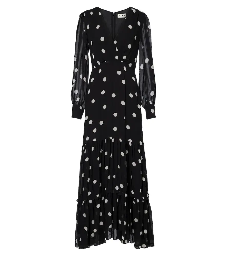 Elsie polka-dot georgette maxi dress Elsie polka-dot georgette maxi dress