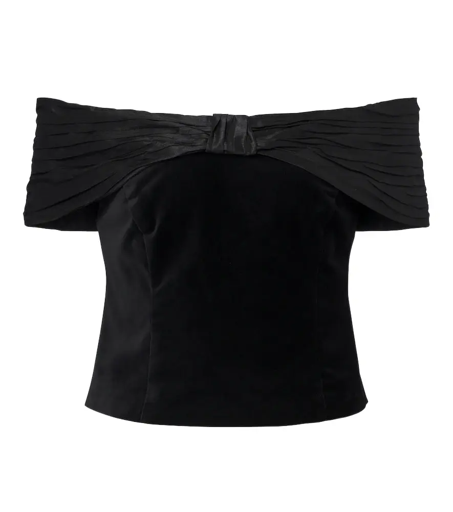 Rixo Chime off-shoulder cotton velvet top