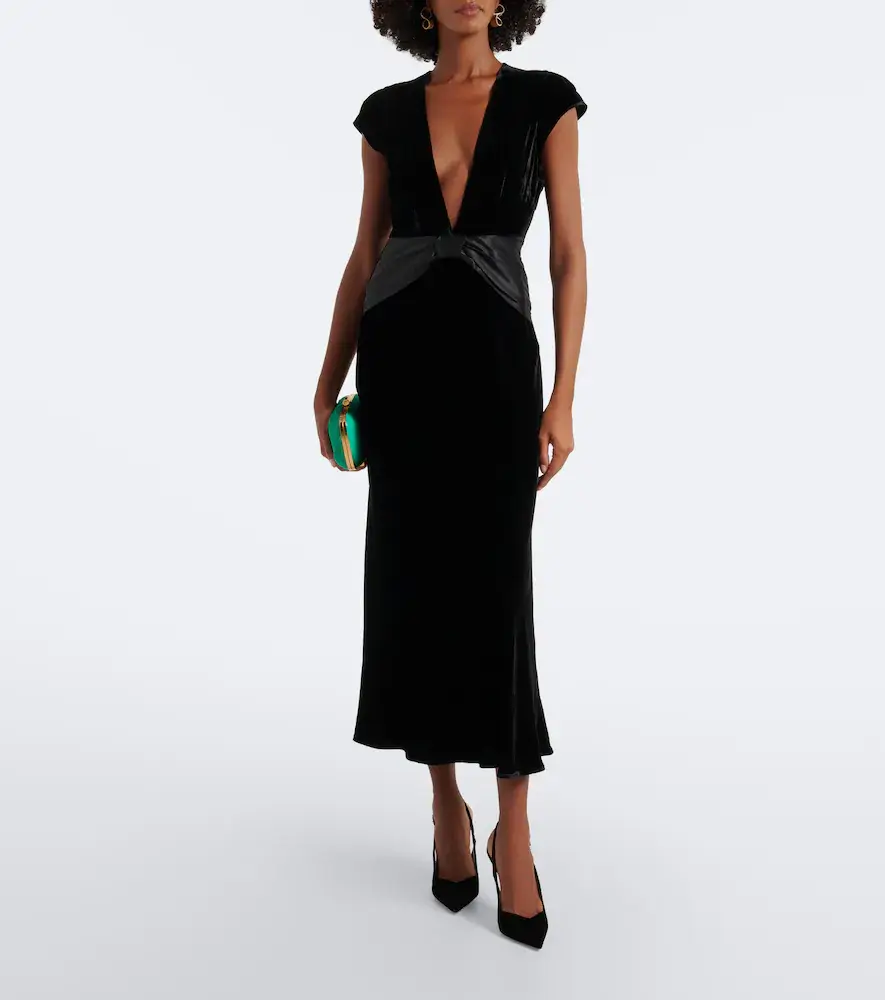 Rixo Arlette draped velvet midi dress | Thumbnail 6 Rixo Arlette draped velvet midi dress | Thumbnail 6