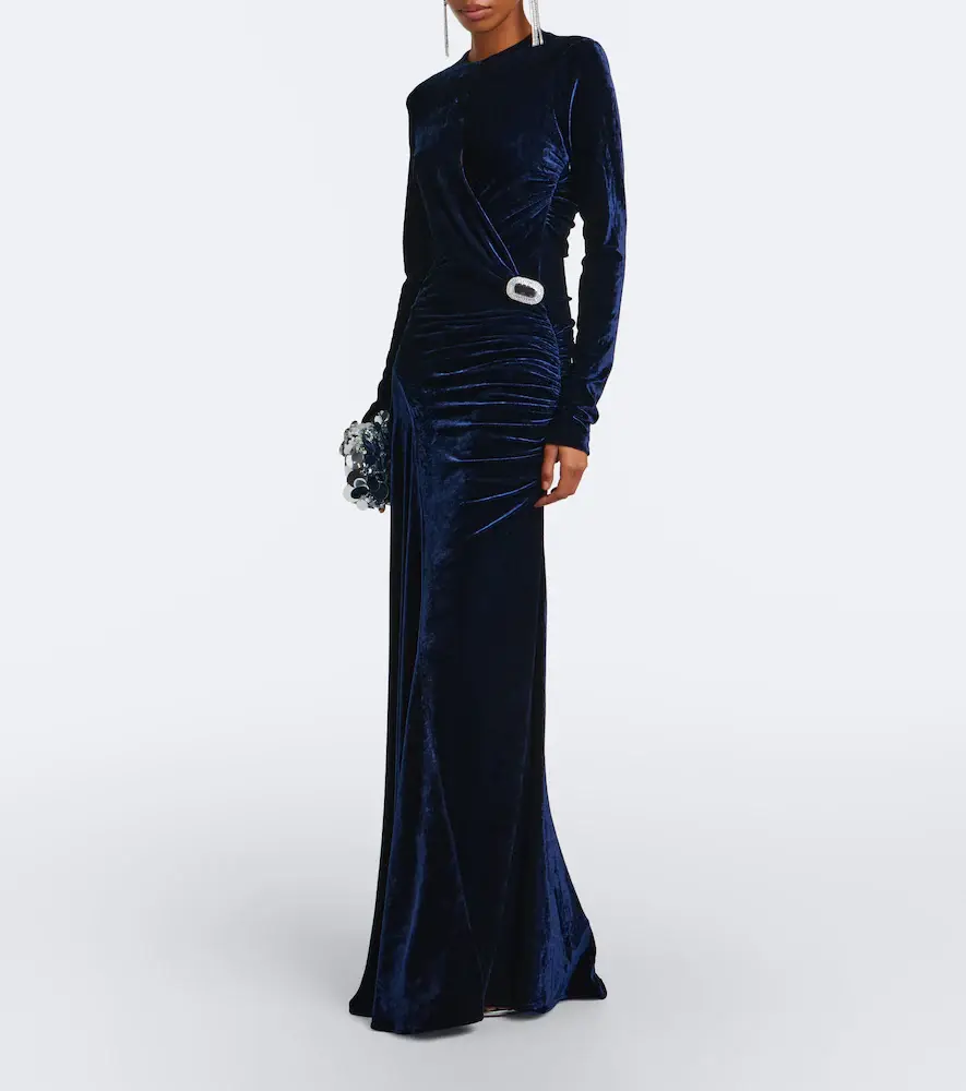 Rabanne Cutout embellished velvet gown | Thumbnail 3 Rabanne Cutout embellished velvet gown | Thumbnail 3