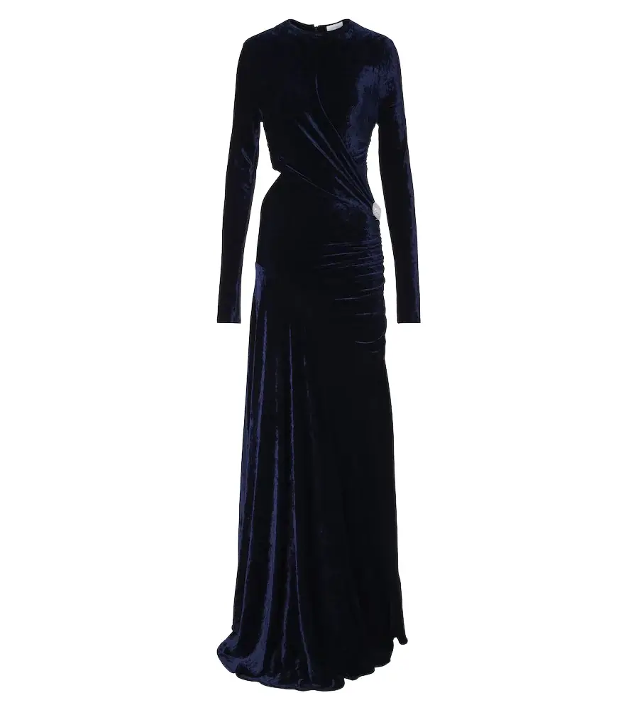 Rabanne Cutout embellished velvet gown