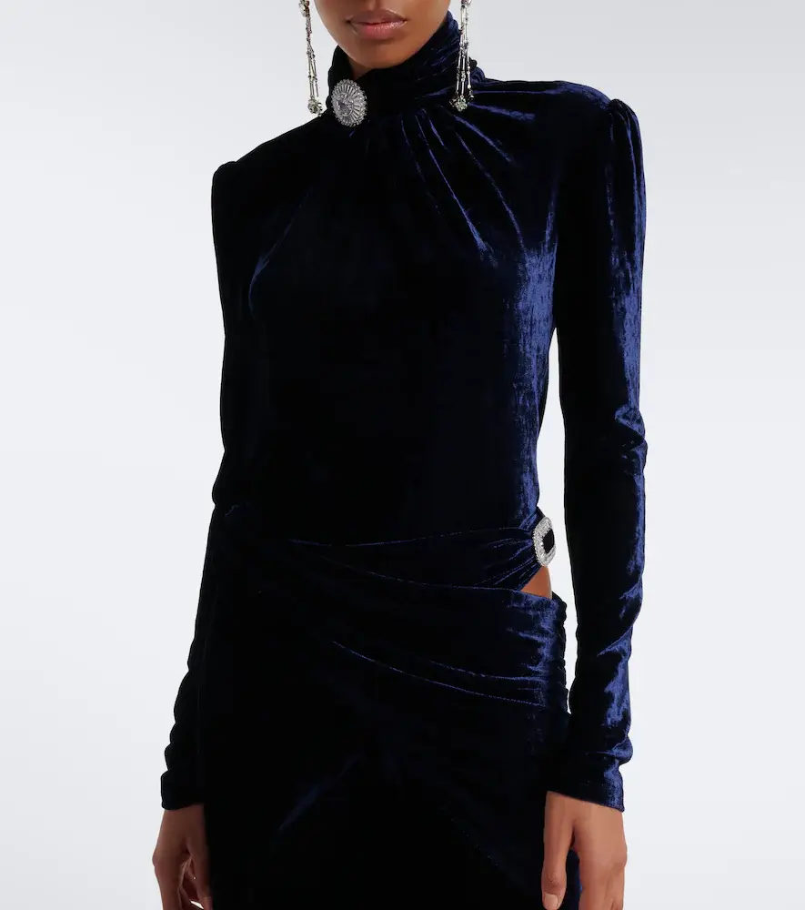 Rabanne Embellished gathered velvet top | Thumbnail 4 Rabanne Embellished gathered velvet top | Thumbnail 4