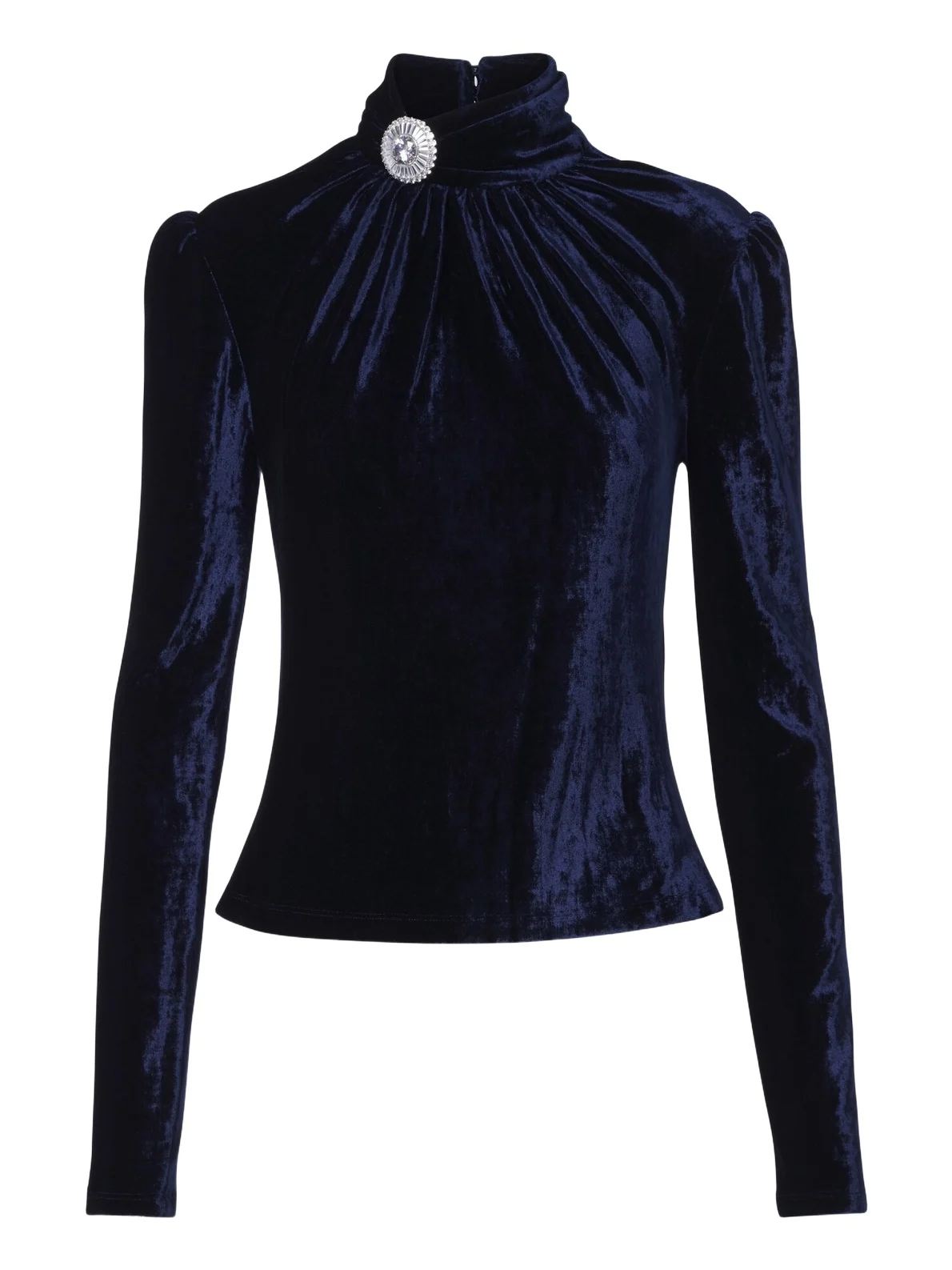 Embellished gathered velvet top