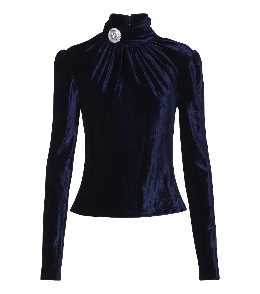 Embellished gathered velvet top Embellished gathered velvet top