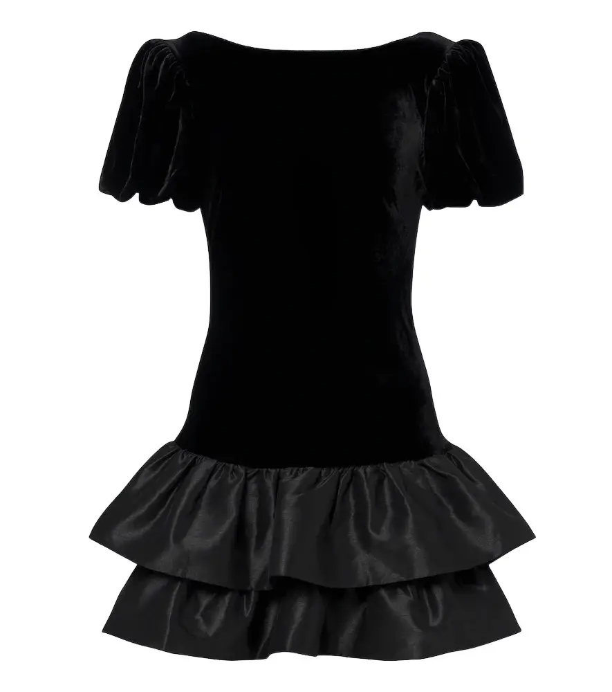 Anabella tiered velvet minidress