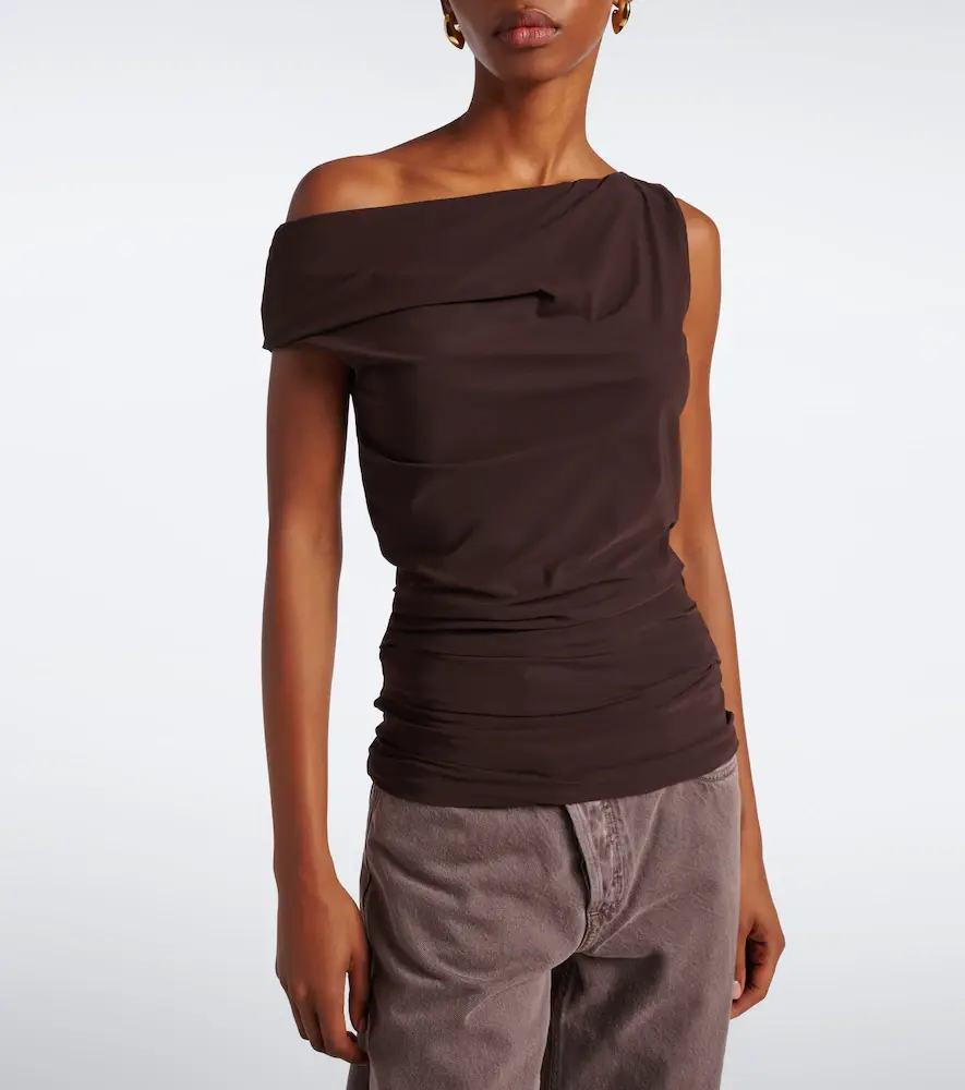 AGOLDE Carlin asymmetric draped jersey top | Thumbnail 3 AGOLDE Carlin asymmetric draped jersey top | Thumbnail 3