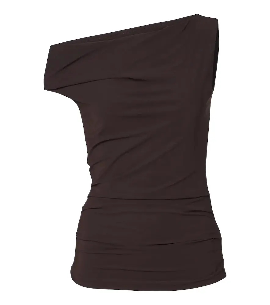 AGOLDE Carlin asymmetric draped jersey top