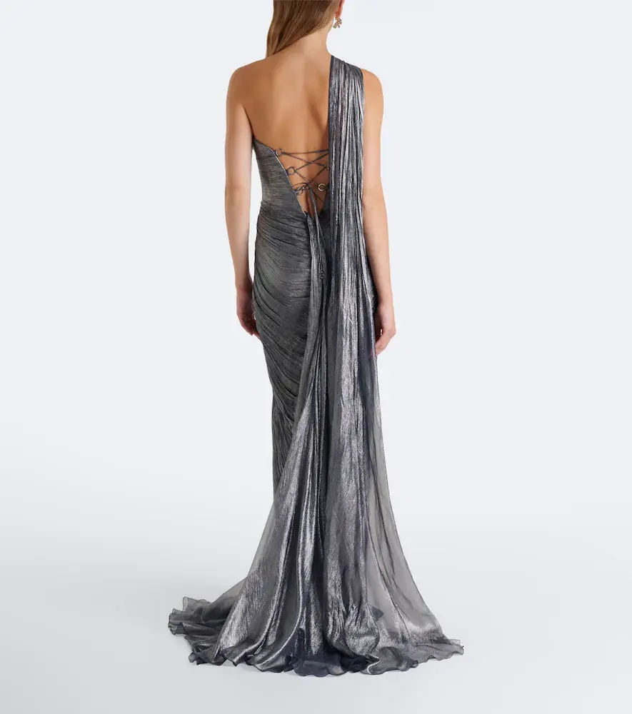 Maria Lucia Hohan Morgan scarf-detail pleated silk bustier gown | Thumbnail 2