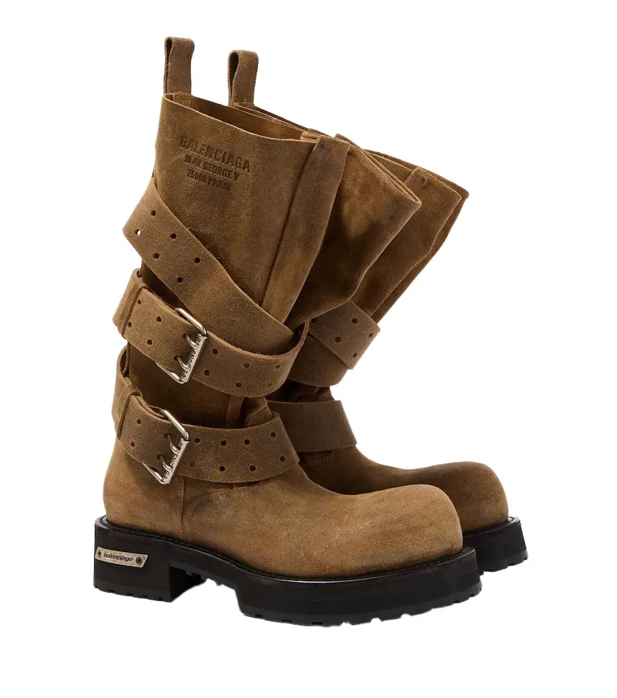Balenciaga Venom suede biker boots
