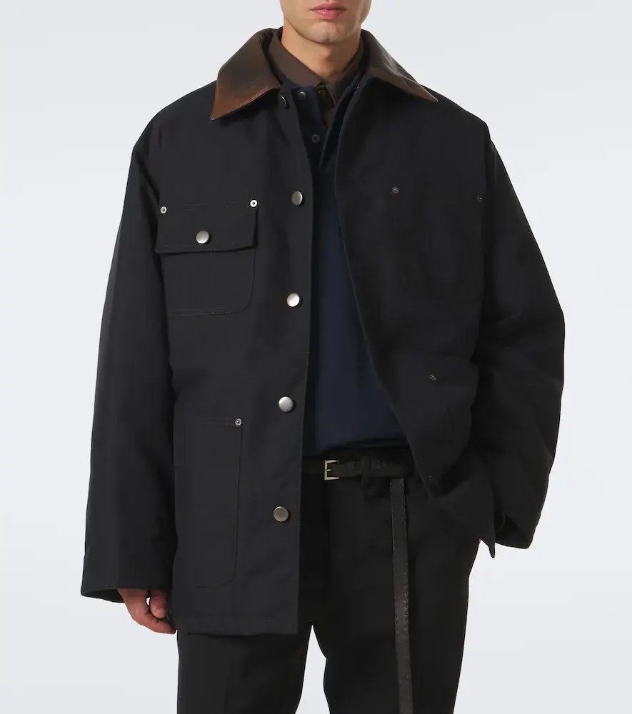 Prada Leather-trimmed cotton-blend down jacket | Thumbnail 2