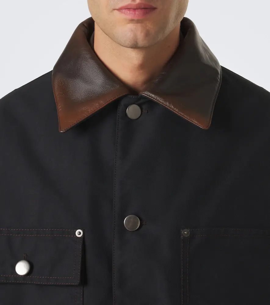 Prada Leather-trimmed cotton-blend down jacket | Thumbnail 3