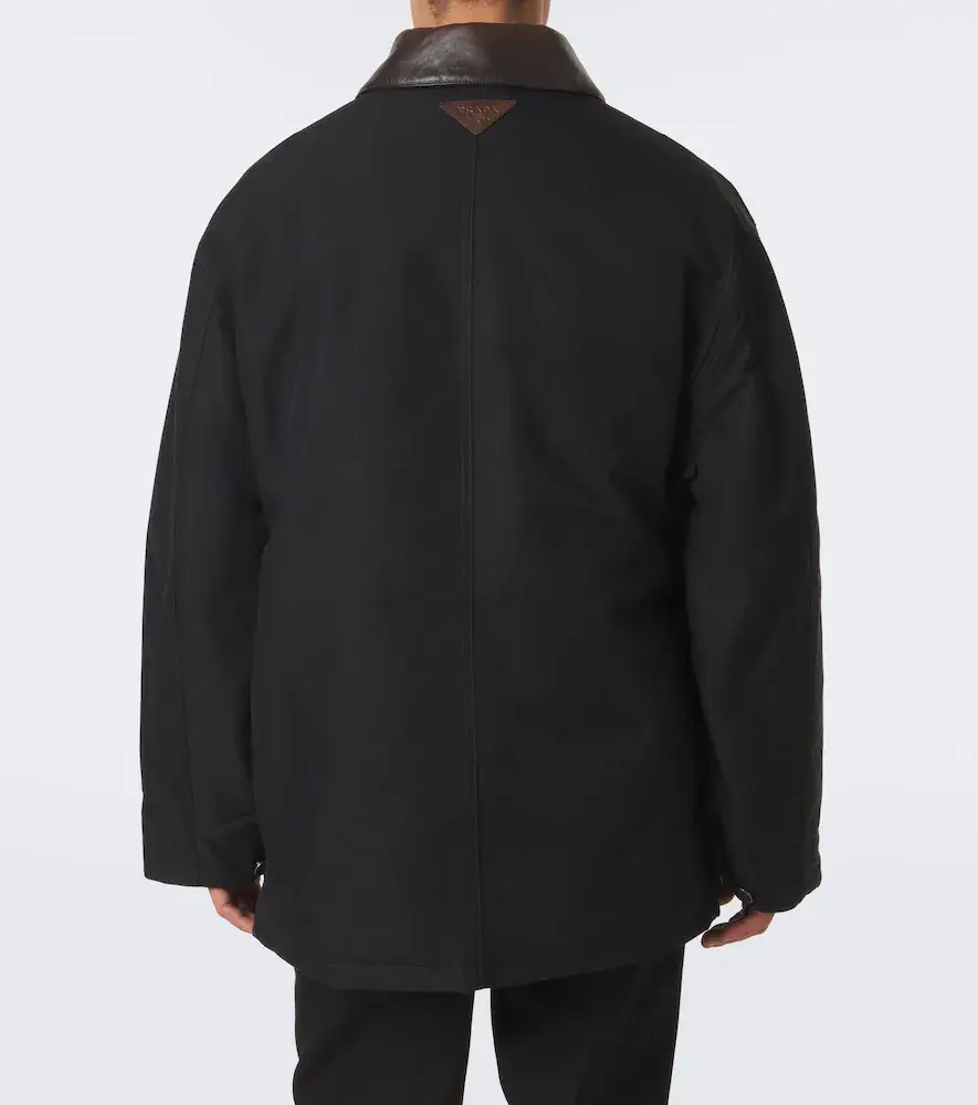 Prada Leather-trimmed cotton-blend down jacket | Thumbnail 4