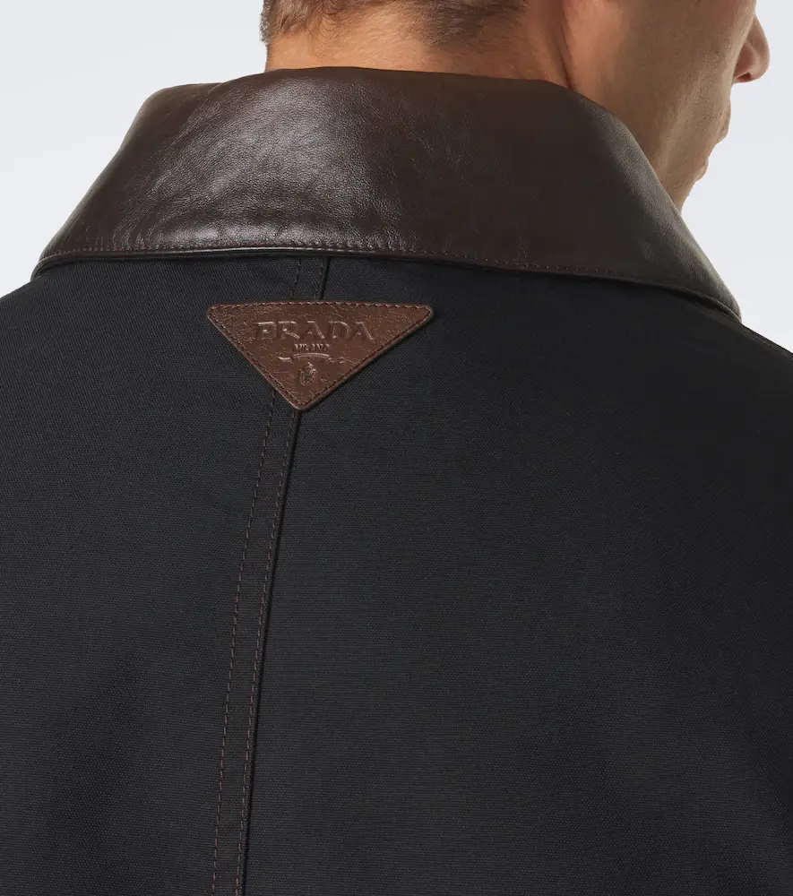 Prada Leather-trimmed cotton-blend down jacket | Thumbnail 7