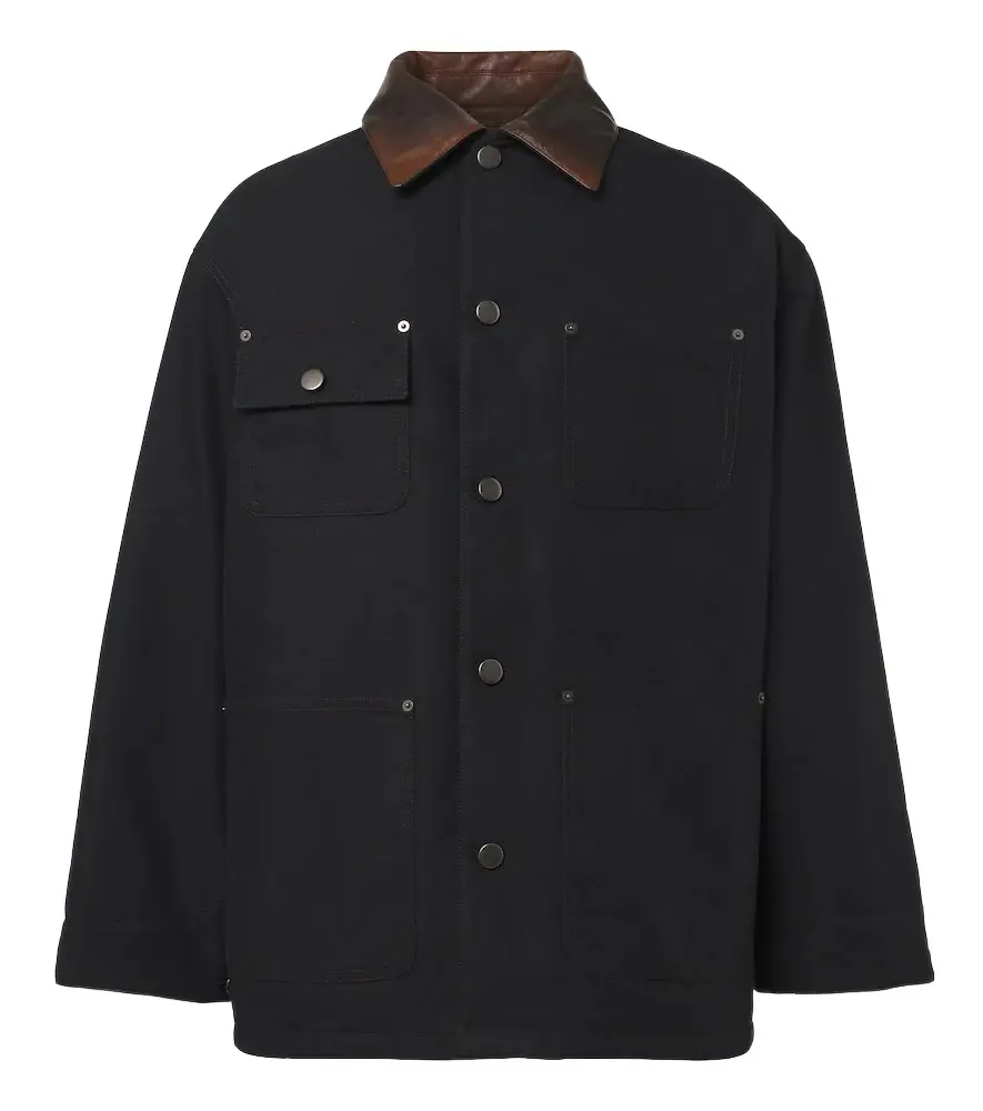 Prada Leather-trimmed cotton-blend down jacket