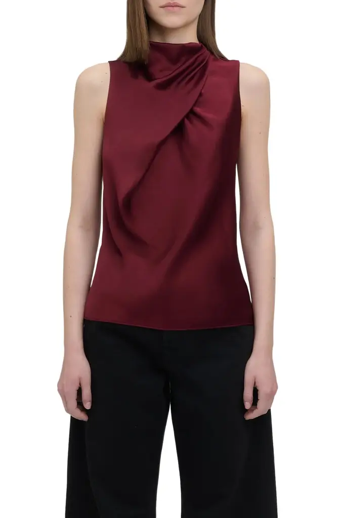 Melina Top in Bordeaux Silk Satin Melina Top in Bordeaux Silk Satin