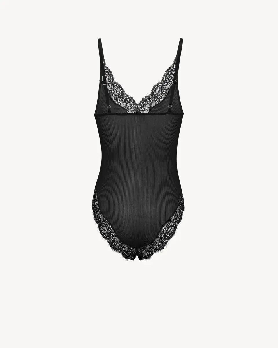 Yves Saint Laurent Laced bodysuit in ribbed silk jersey | Thumbnail 2