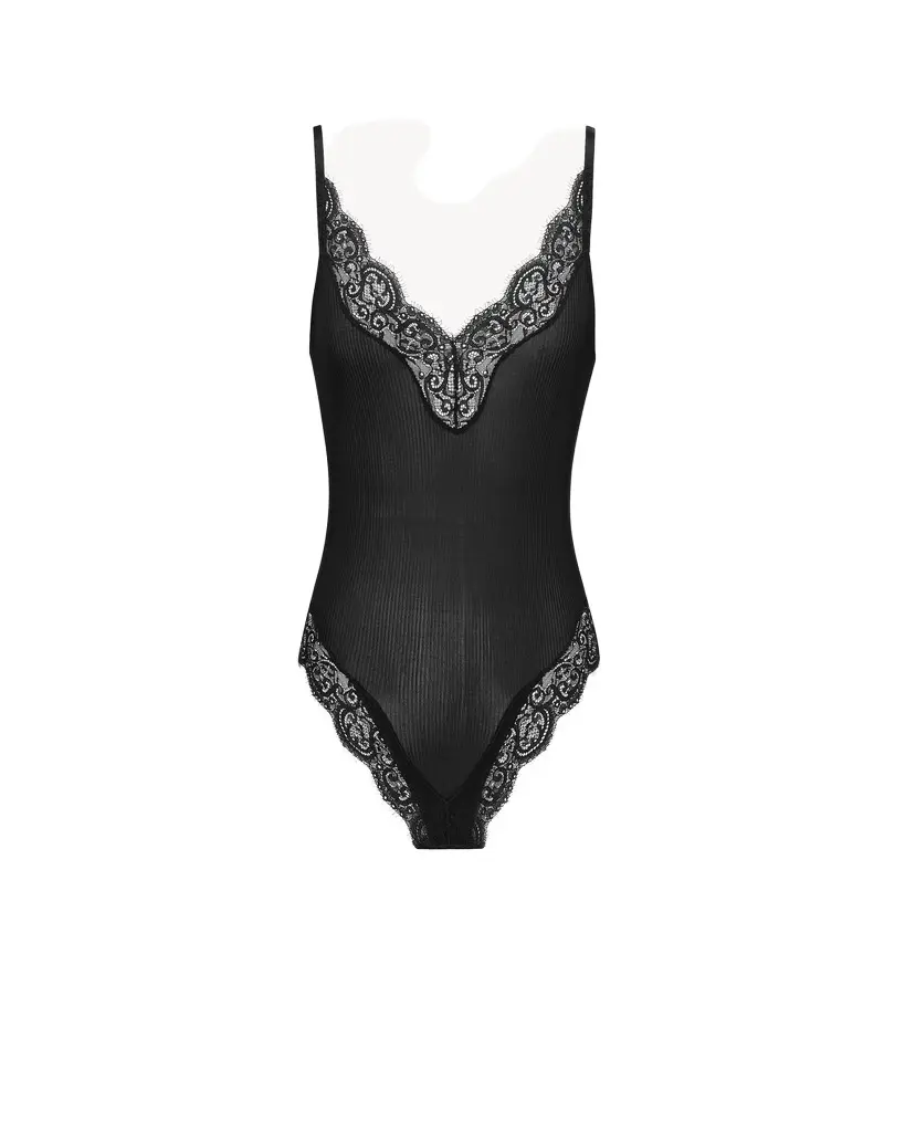 Yves Saint Laurent Laced bodysuit in ribbed silk jersey