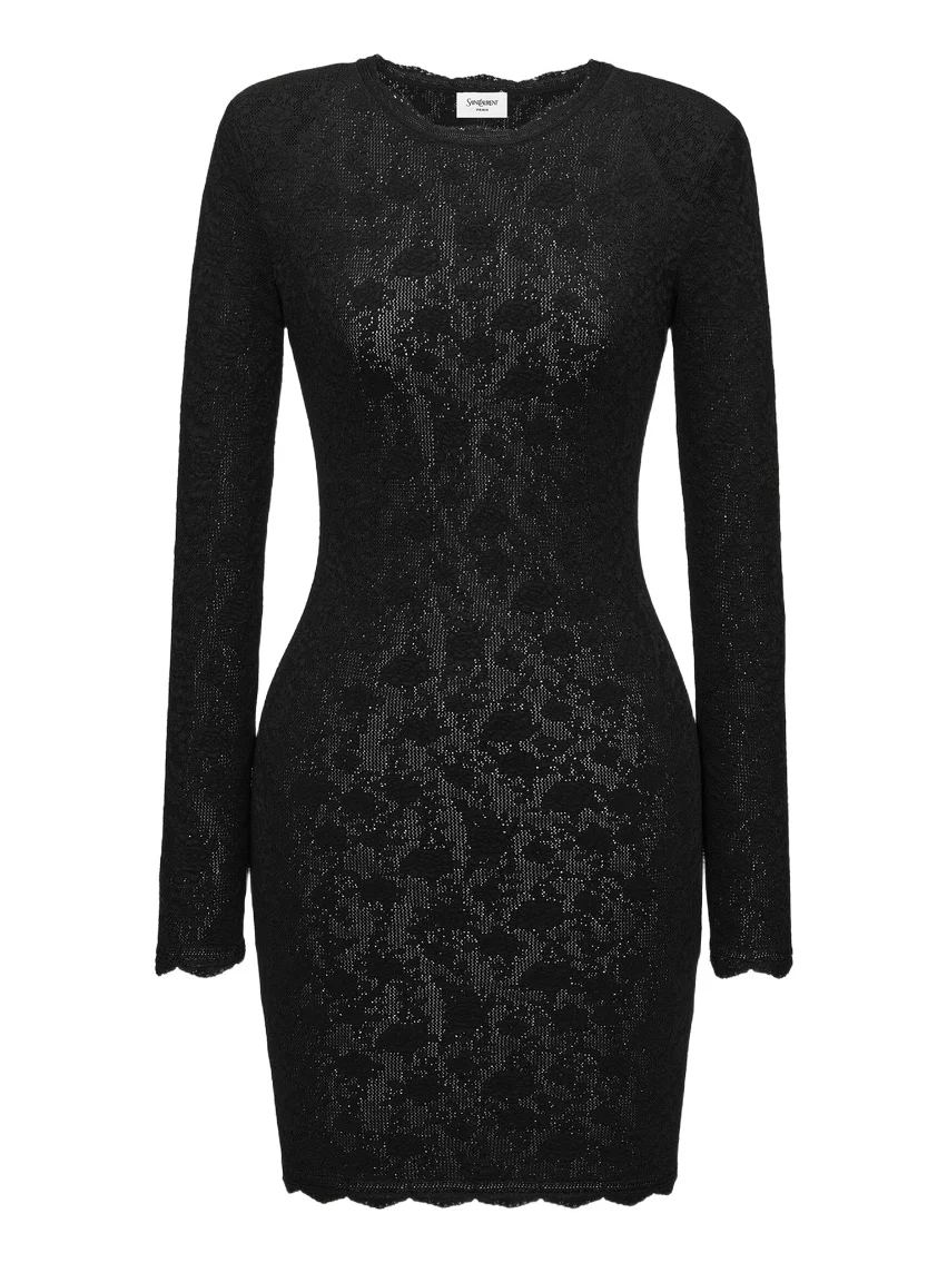 Yves Saint Laurent mini dress in floral mesh knit