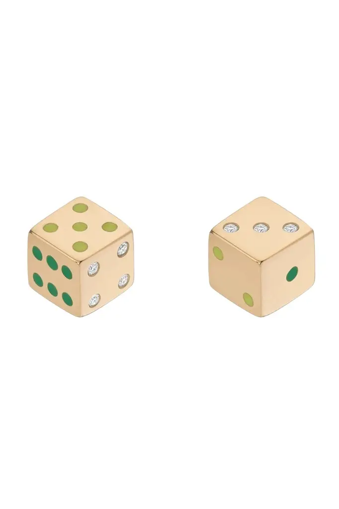 Diamond Green Petite Chance Dice Earrings Diamond Green Petite Chance Dice Earrings