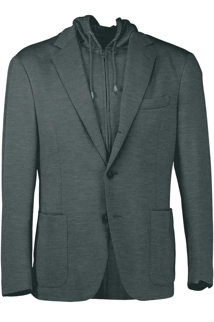 ELEVENTY Single Breast Hooded Blazer - Denim