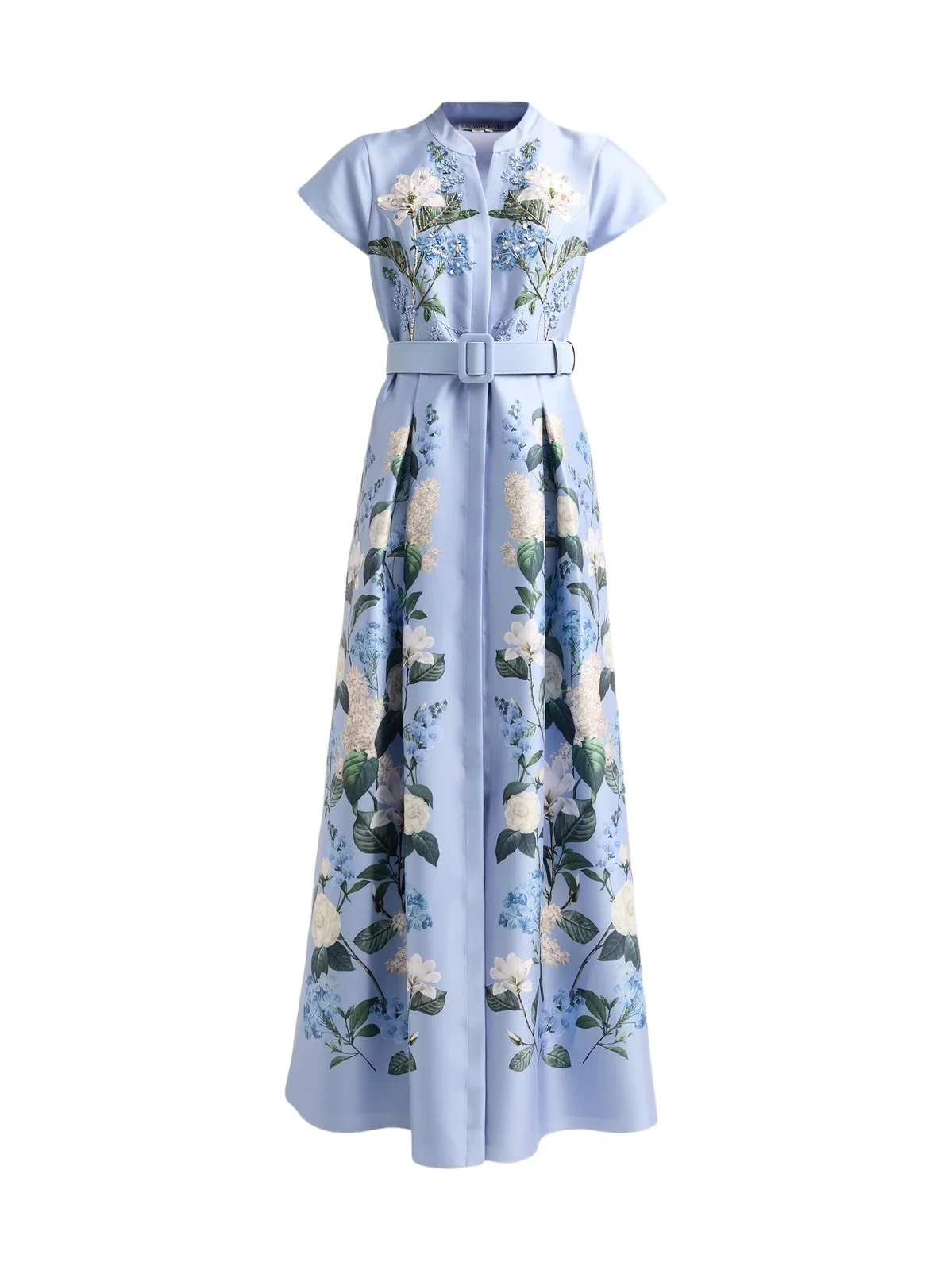 SACHIN & BABI Women's Marta Beaded Floral Belted Shirtwaist Gown