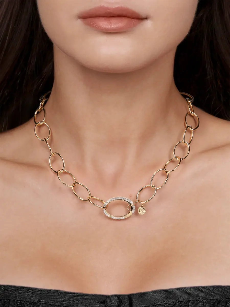 Gabriel & Co Women's 14K Yellow Gold & 1.35 TCW Diamond Oval-Link Chain Necklace | Thumbnail 2 Gabriel & Co Women's 14K Yellow Gold & 1.35 TCW Diamond Oval-Link Chain Necklace | Thumbnail 2