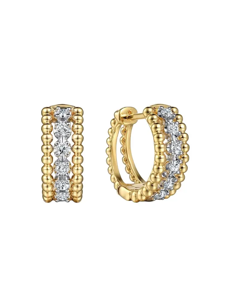 Gabriel & Co Women's Two-Tone 14K Gold & 0.25 TCW Diamond Beaded Huggie Earrings