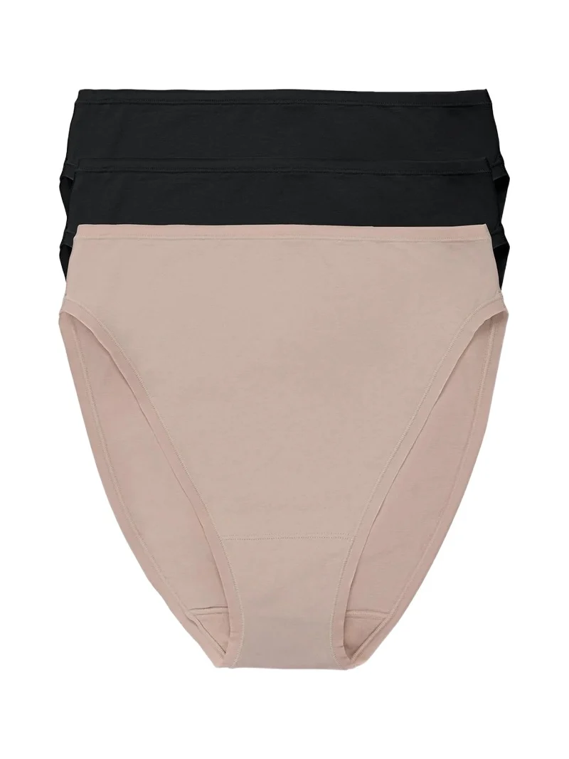 Natori Women's Bliss Bare Cotton High Cut Brief 3-Pack