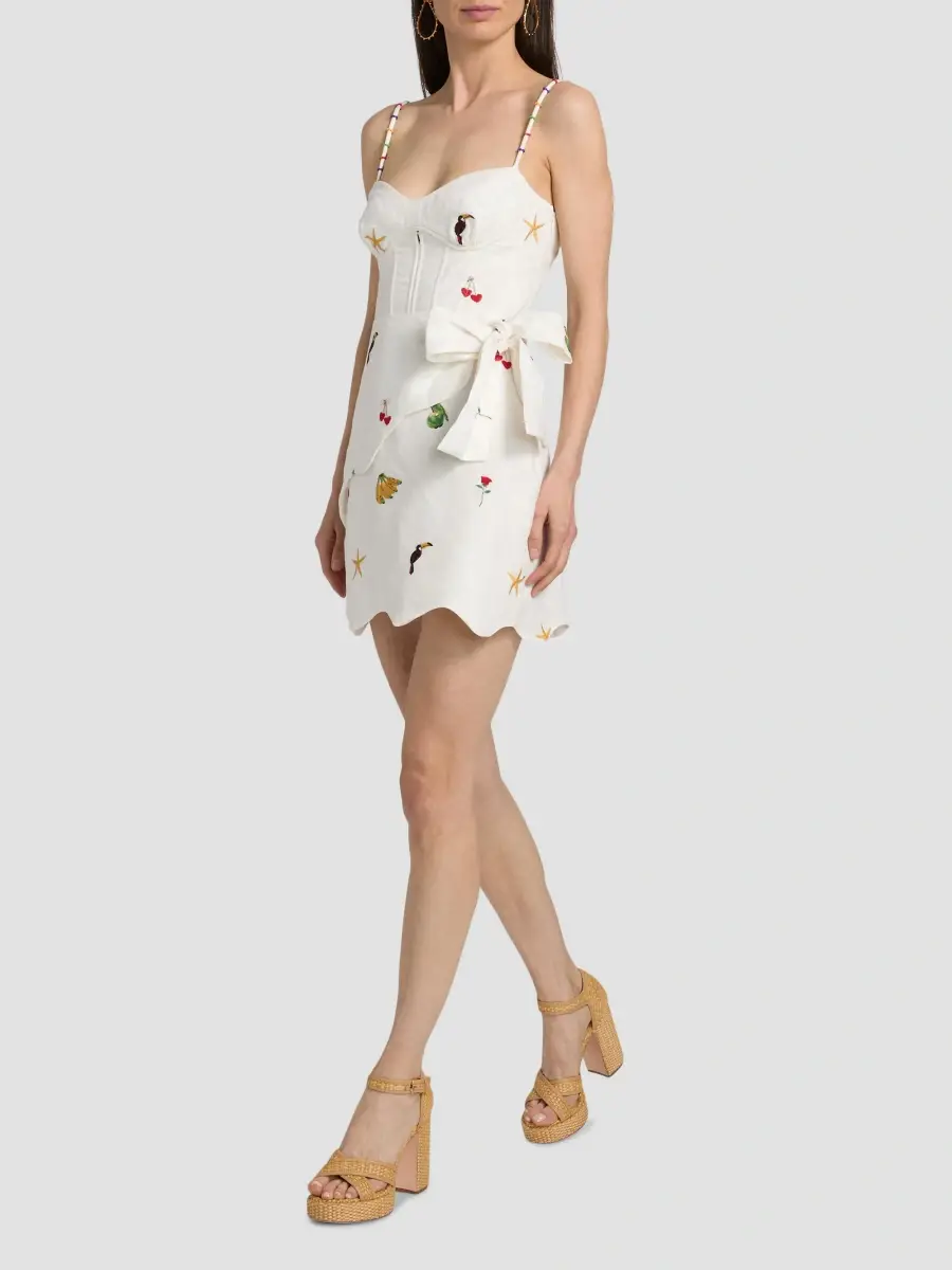 Farm Rio Women's `Cool Day Embroidered Mini Dress | Thumbnail 2 Farm Rio Women's `Cool Day Embroidered Mini Dress | Thumbnail 2