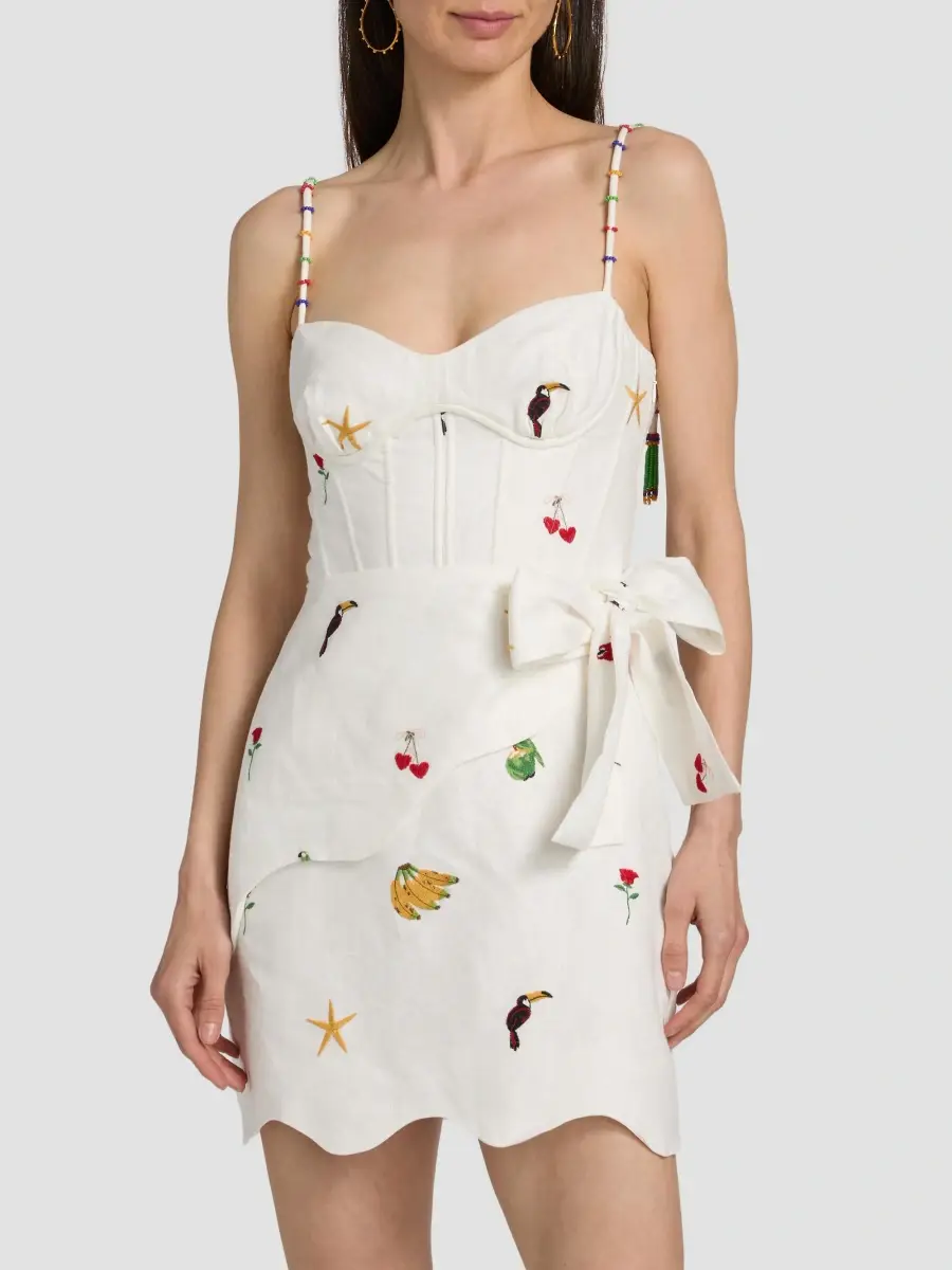 Farm Rio Women's `Cool Day Embroidered Mini Dress | Thumbnail 3 Farm Rio Women's `Cool Day Embroidered Mini Dress | Thumbnail 3